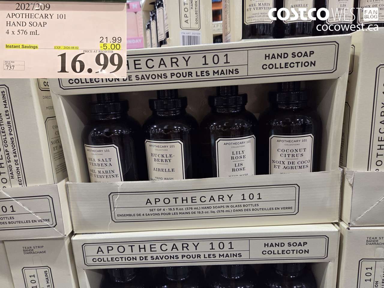 2027209 APOTHECARY 101 HAND SOAP 4 X 576 ML ($5.00 INSTANT SAVINGS EXPIRES ON 2026-08-02) $16.99