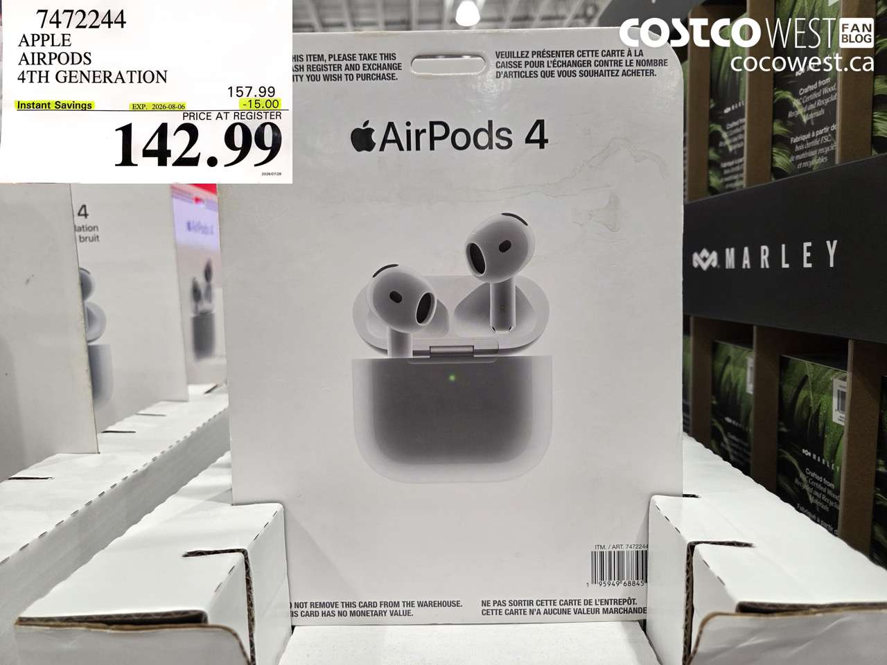 7472244 APPLE AIRPODS 4TH GENERATION ($15.00 INSTANT SAVINGS EXPIRES ON 2026-08-06) $142.99