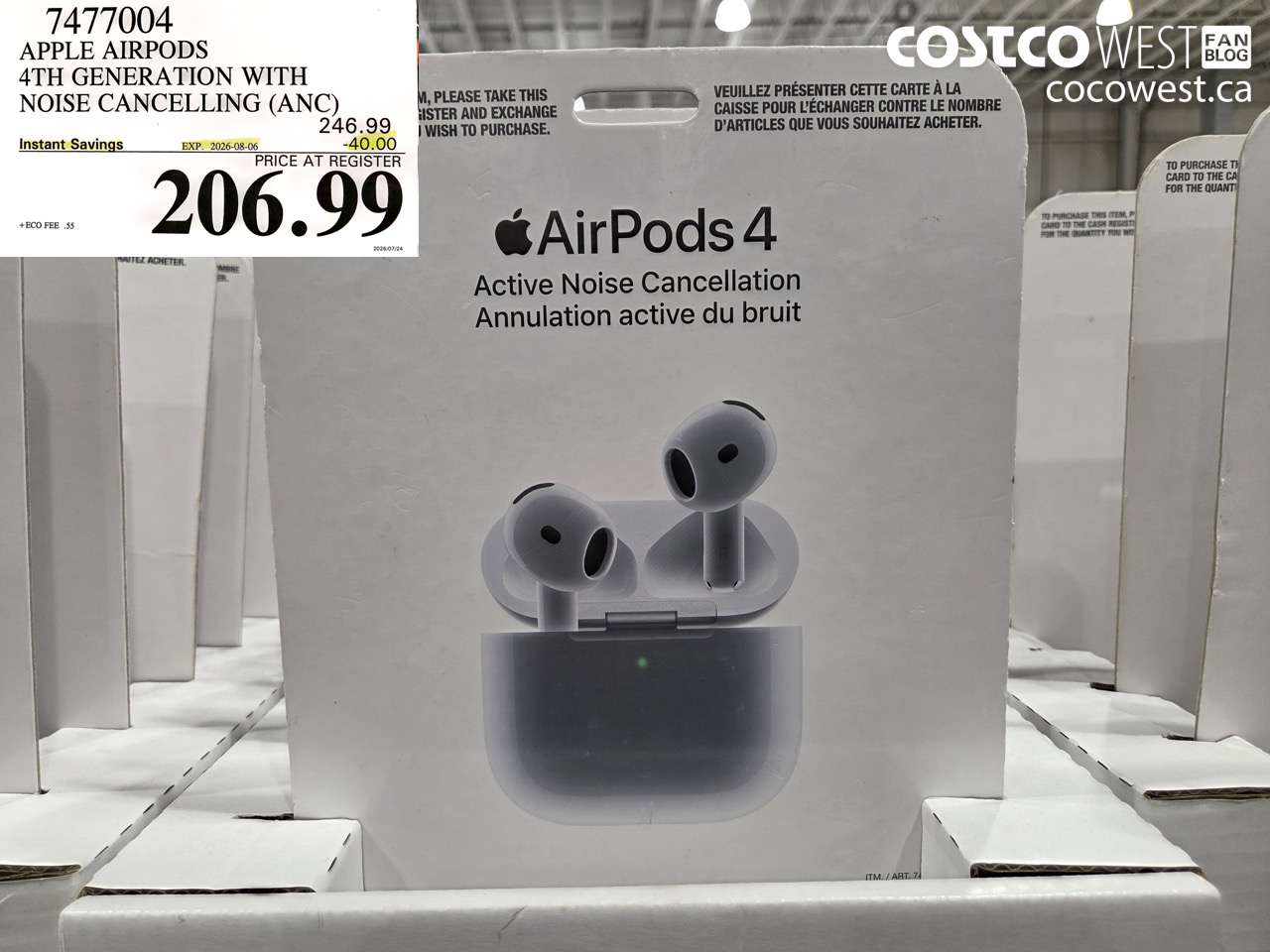 7477004 APPLE AIRPODS 4TH GENERATION WITH NOISE CANCELLING (ANC) ($40.00 INSTANT SAVINGS EXPIRES ON 2026-08-06) $206.99