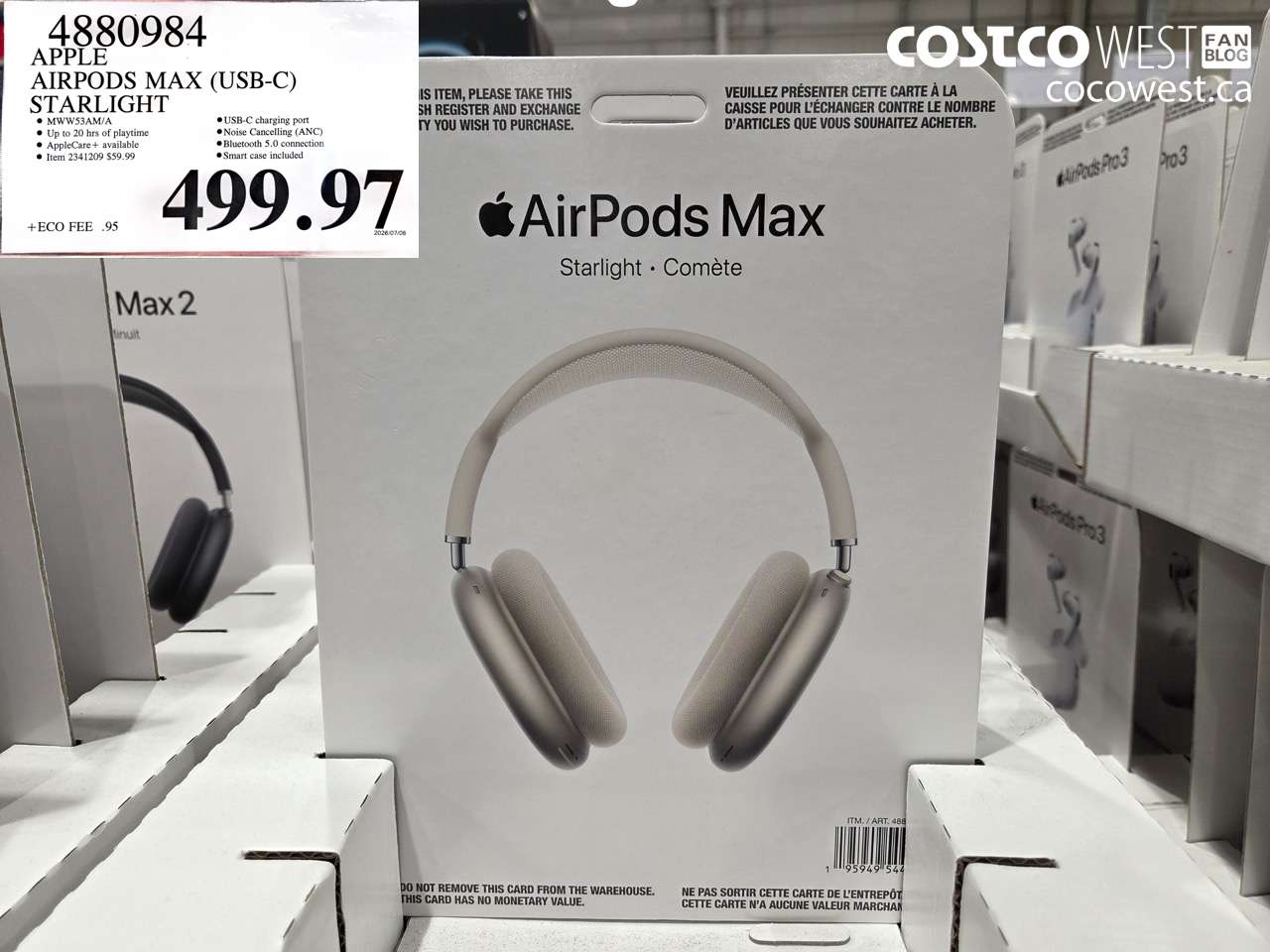4880984 APPLE AIRPODS MAX (USB-C) STARLIGHT $499.97