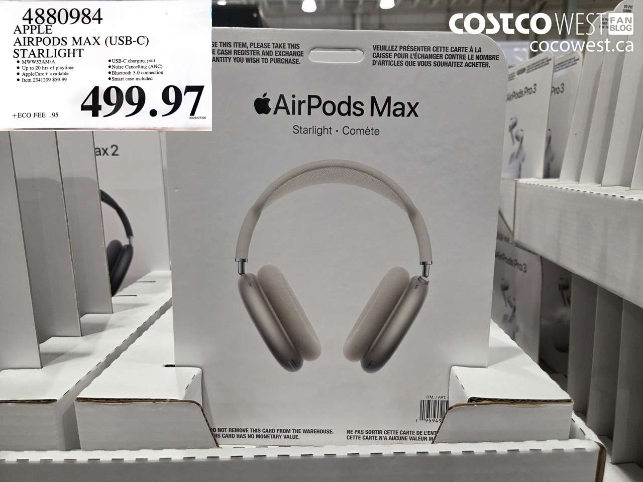 4880984 APPLE AIRPODS MAX (USB-C) STARLIGHT $499.97