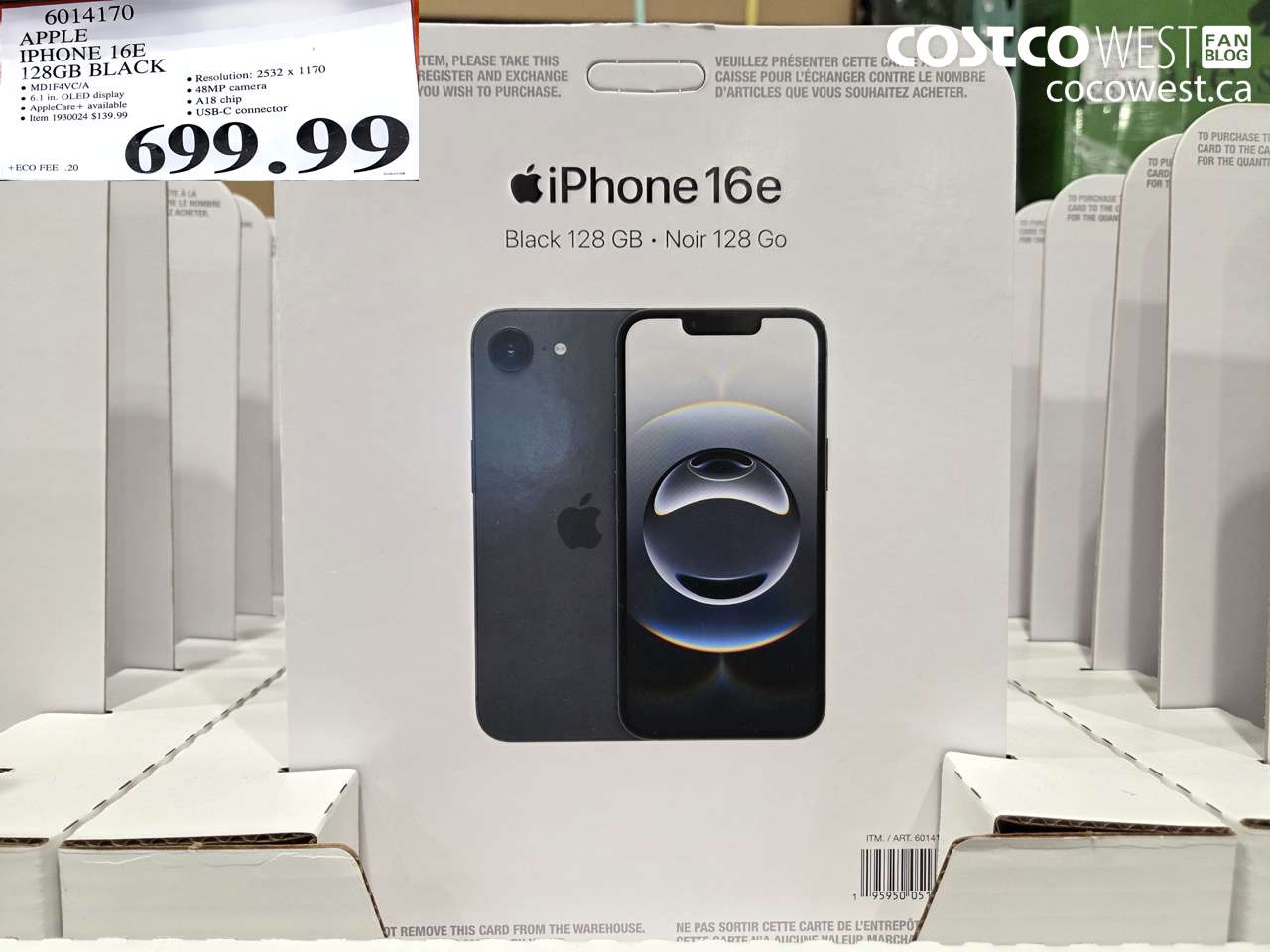 6014170 APPLE IPHONE 16E 128GB BLACK $699.99