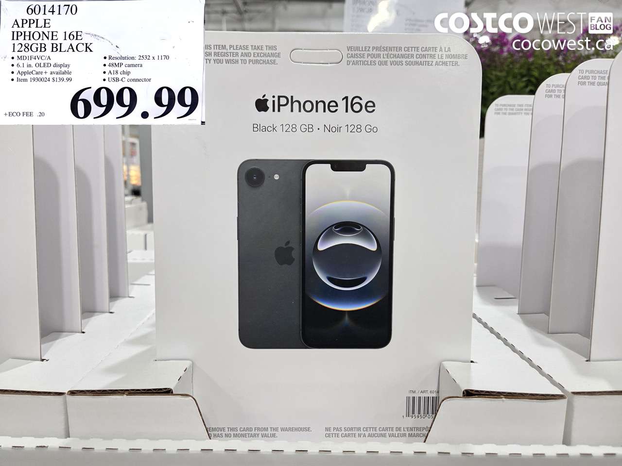 6014170 APPLE IPHONE 16E 128GB BLACK $699.99