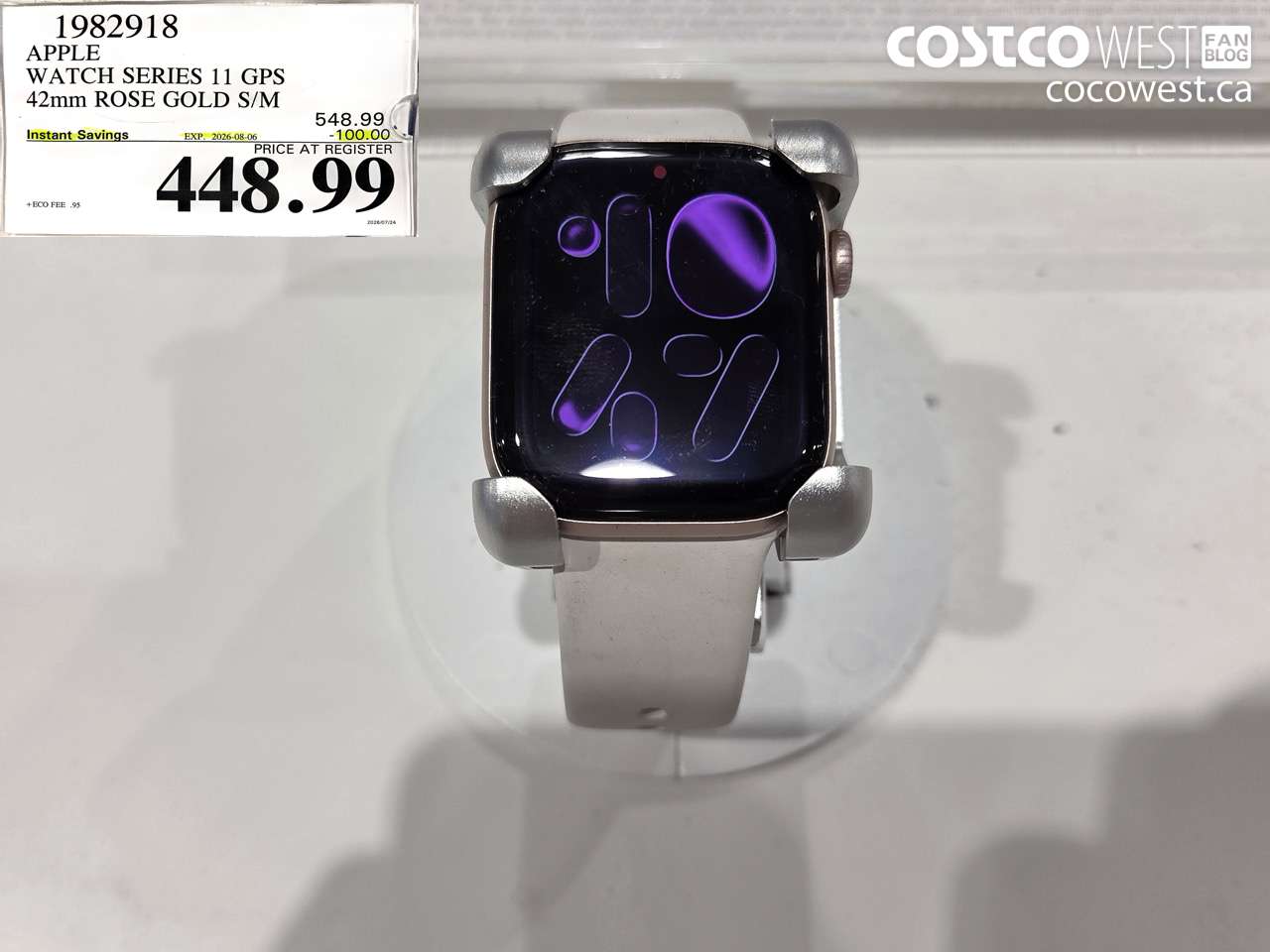 1982918 APPLE WATCH SERIES 11 GPS 42MM ROSE GOLD S/M ($100.00 INSTANT SAVINGS EXPIRES ON 2026-08-06) $448.99
