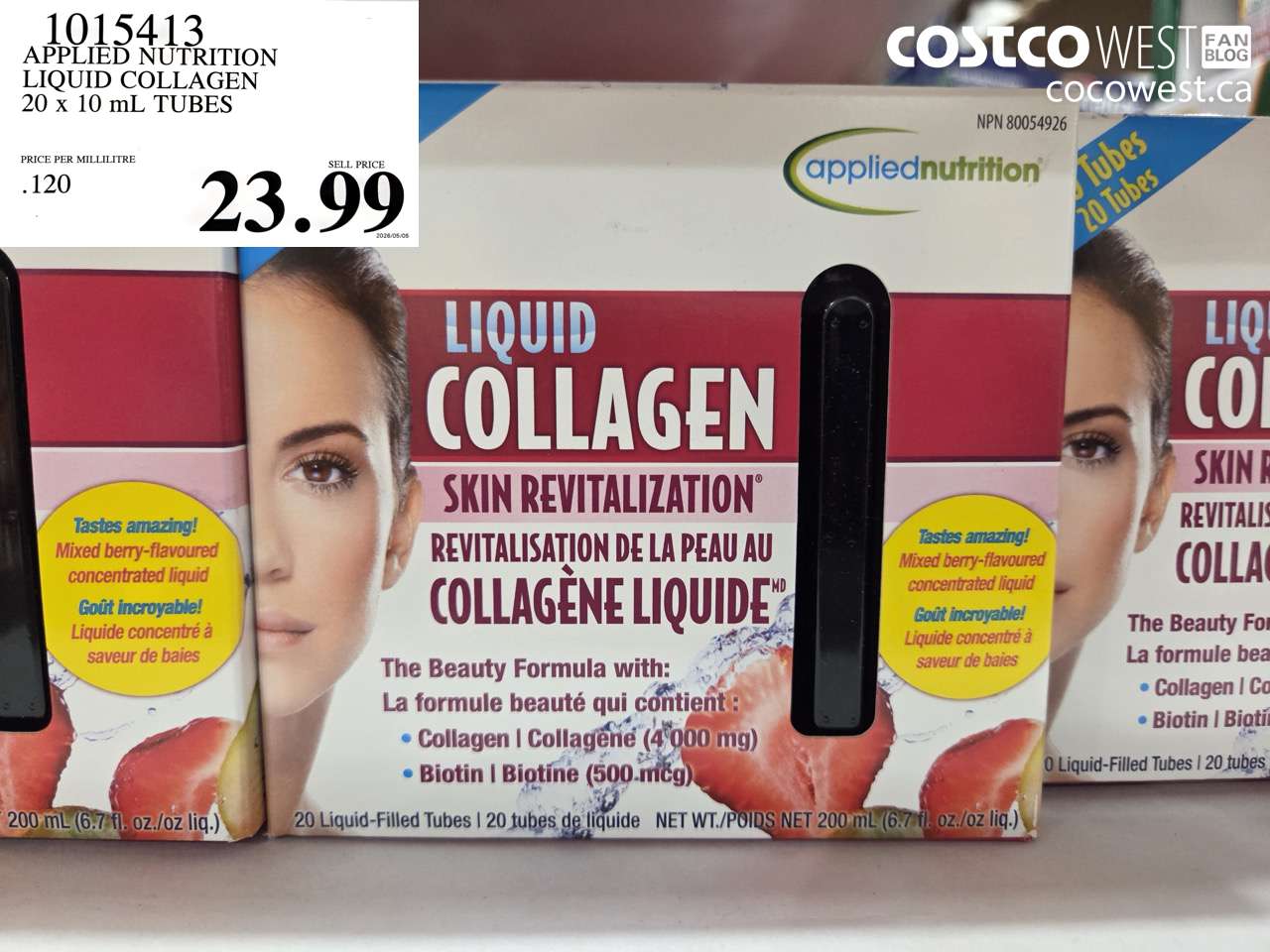 1015413 APPLIED NUTRITION LIQUID COLLAGEN 20 X 10 ML TUBES $23.99