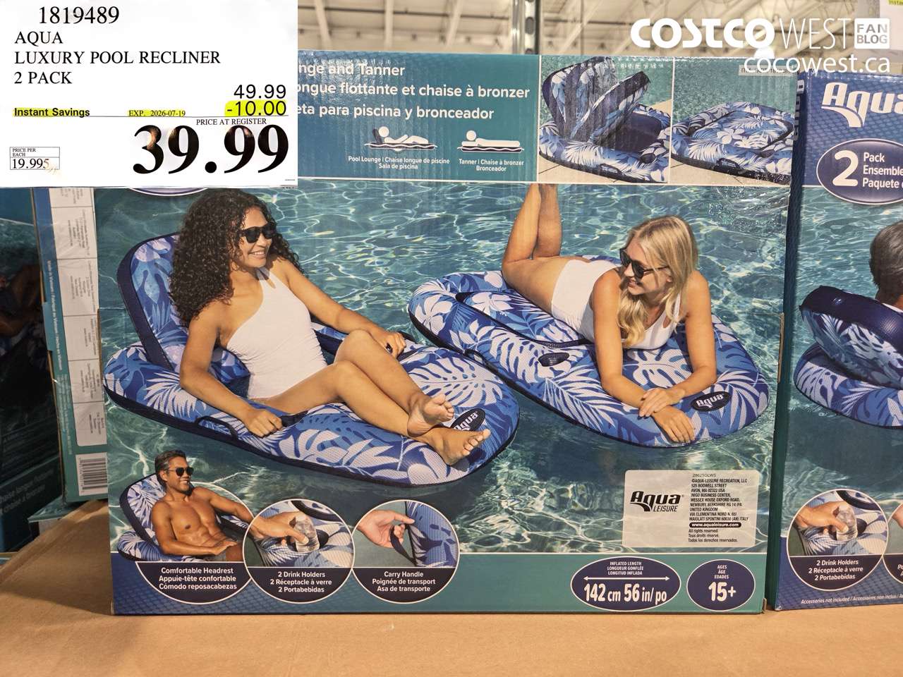 1819489 AQUA LUXURY POOL RECLINER 2 PACK ($10.00 INSTANT SAVINGS EXPIRES ON 2026-07-19) $39.99