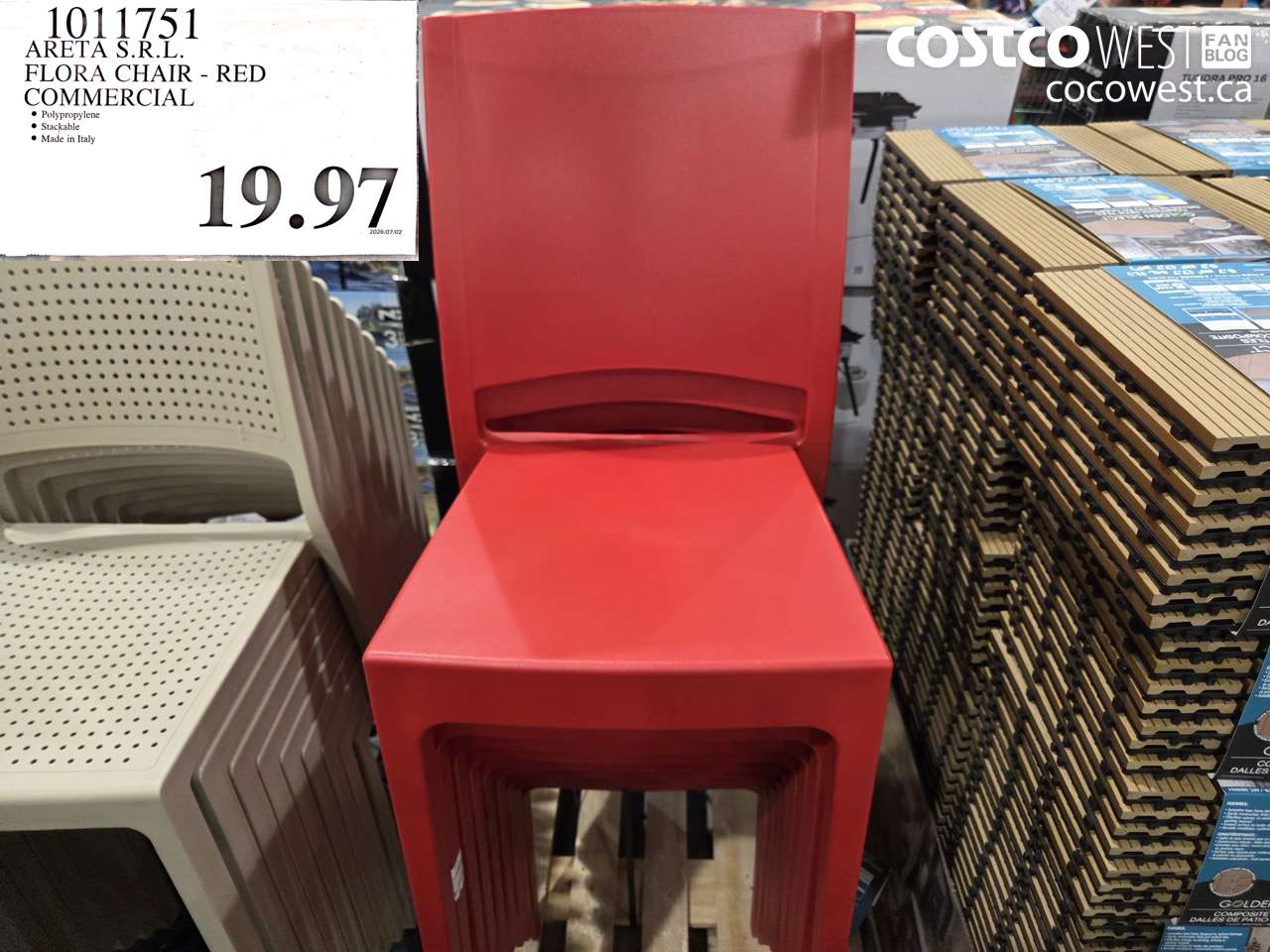 1011751 ARETA S.R.L. FLORA CHAIR - RED COMMERCIAL $19.97