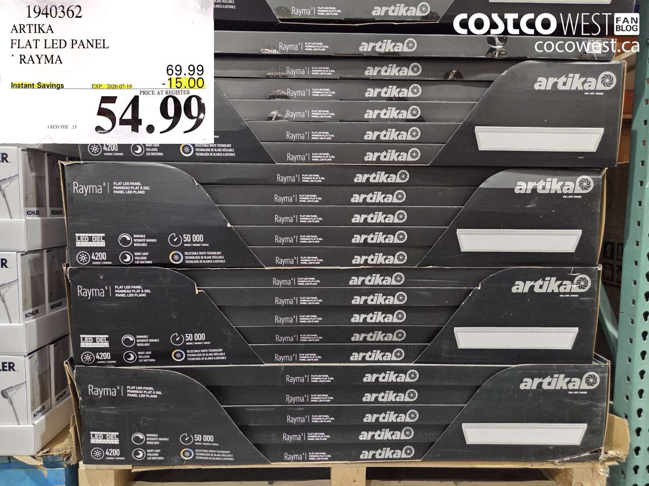 1940362 ARTIKA FLAT LED PANEL RAYMA ($15.00 INSTANT SAVINGS EXPIRES ON 2026-07-19) $54.99