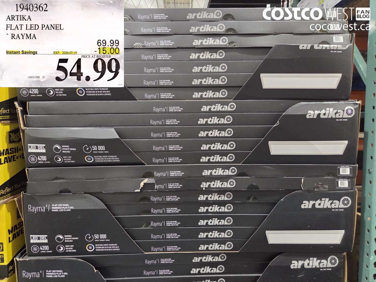 1940362 ARTIKA FLAT LED PANEL RAYMA ($15.00 INSTANT SAVINGS EXPIRES ON 2026-07-19) $54.99