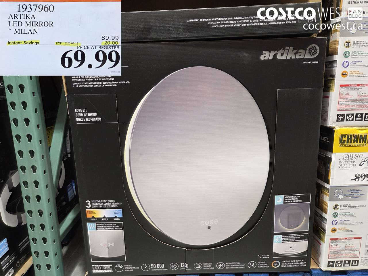 1937960 ARTIKA LED MIRROR MILAN ($20.00 INSTANT SAVINGS EXPIRES ON 2026-07-12) $69.99