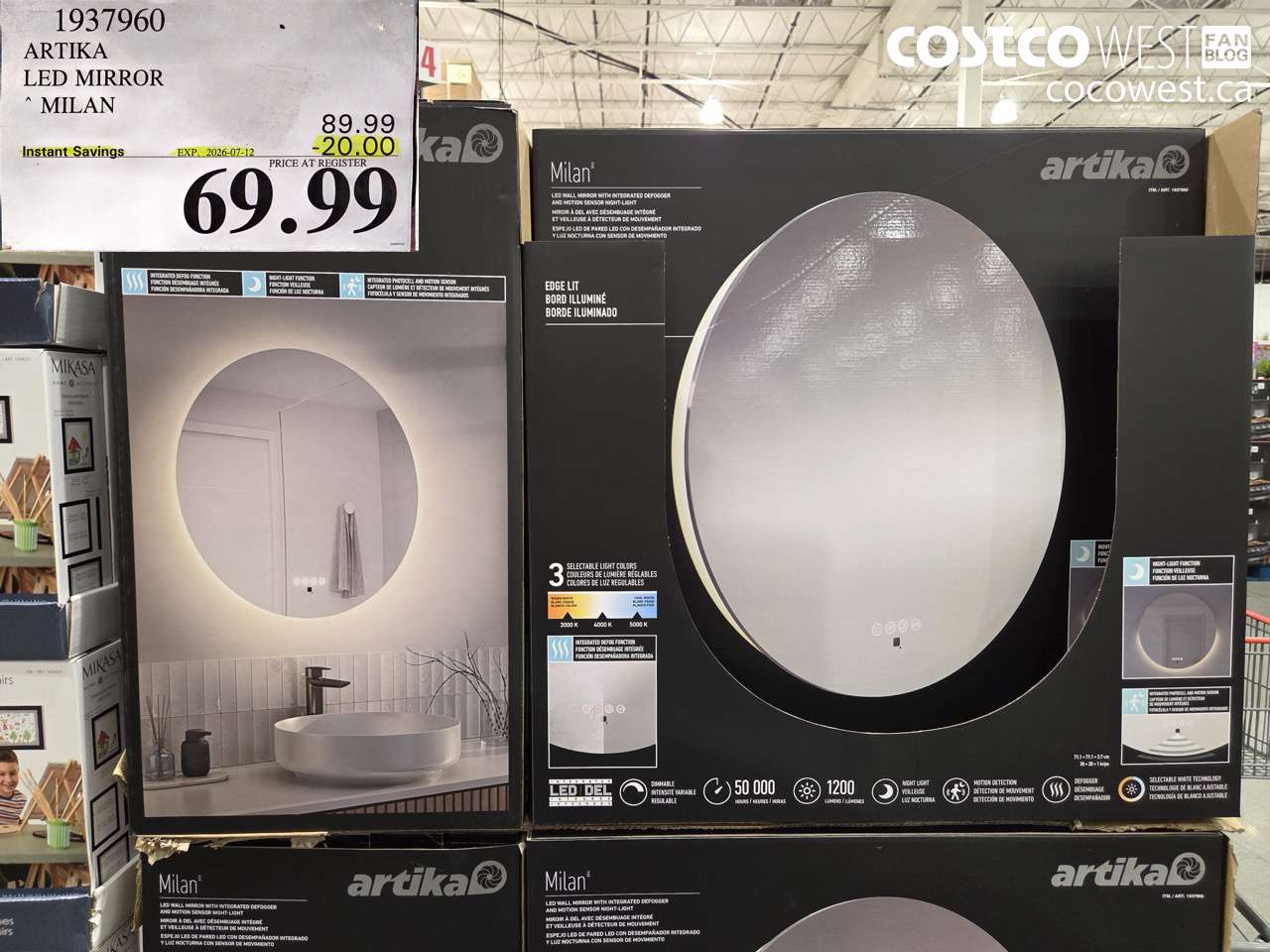 1937960 ARTIKA LED MIRROR MILAN ($20.00 INSTANT SAVINGS EXPIRES ON 2026-07-12) $69.99