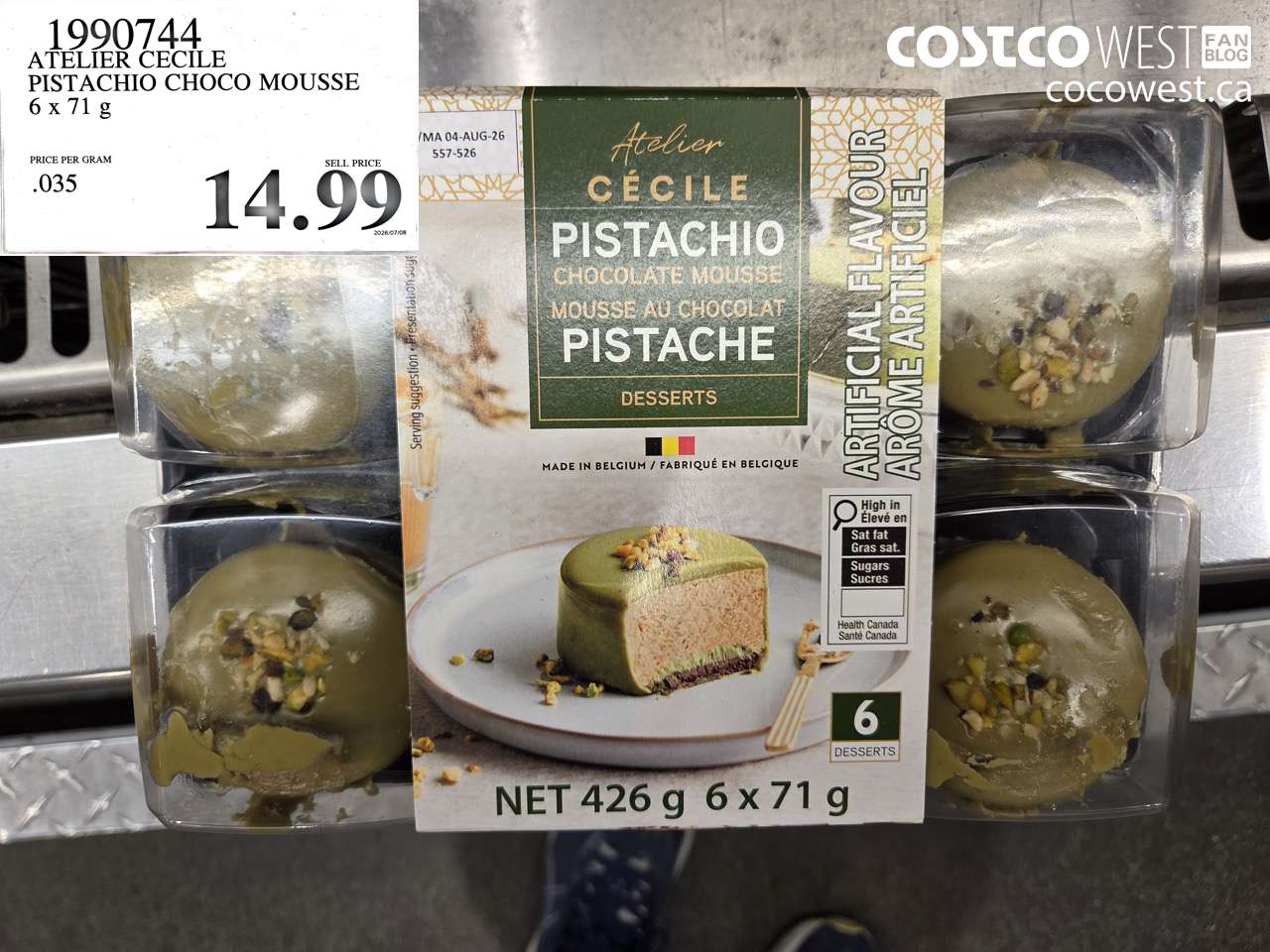 1990744 ATELIER CECILE PISTACHIO CHOCO MOUSSE 6 X 71 G $14.99
