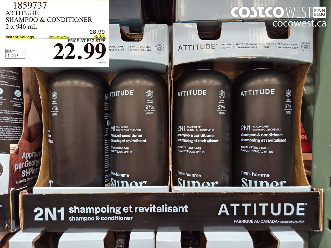 1859737 ATTITUDE SHAMPOO & CONDITIONER 2 X 946 ML ($6.00 INSTANT SAVINGS EXPIRES ON 2026-07-26) $22.99