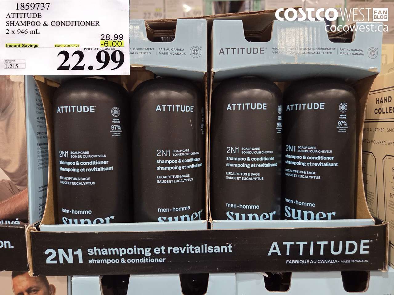 1859737 ATTITUDE SHAMPOO & CONDITIONER 2 X 946 ML ($6.00 INSTANT SAVINGS EXPIRES ON 2026-07-26) $22.99
