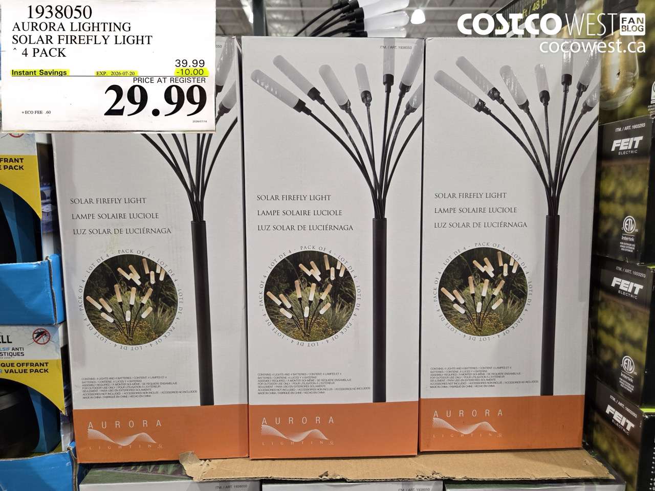 1938050 AURORA LIGHTING SOLAR FIREFLY LIGHT 4 PACK ($10.00 INSTANT SAVINGS EXPIRES ON 2026-07-20) $29.99