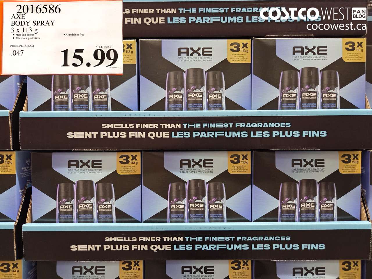 2016586 AXE BODY SPRAY 3 X 113 G $15.99