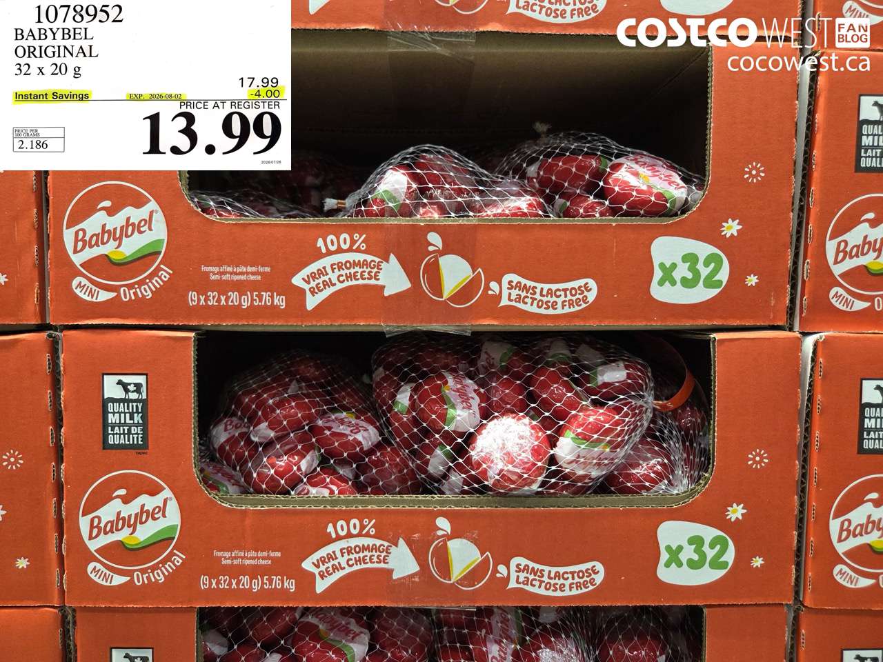 1078952 BABYBEL ORIGINAL 32 X 20 G ($4.00 INSTANT SAVINGS EXPIRES ON 2026-08-02) $13.99