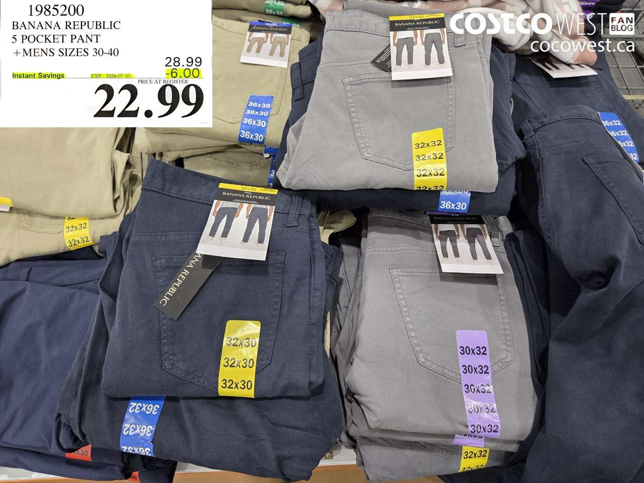 1985200 BANANA REPUBLIC 5 POCKET PANT MENS SIZES 30-40 ($6.00 INSTANT SAVINGS EXPIRES ON 2026-07-30) $22.99