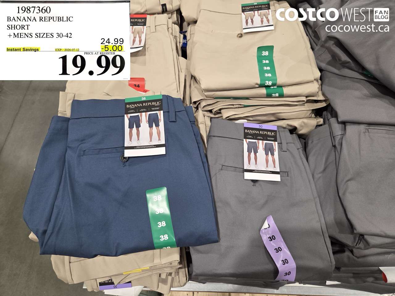 1987360 BANANA REPUBLIC SHORT MENS SIZES 30-42 ($5.00 INSTANT SAVINGS EXPIRES ON 2026-07-12) $19.99