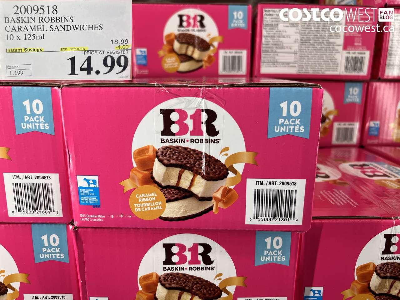 2009518 BASKIN ROBBINS CARAMEL SANDWICHES 10 X 125ML ($4.00 INSTANT SAVINGS EXPIRES ON 2026-07-05) $14.99