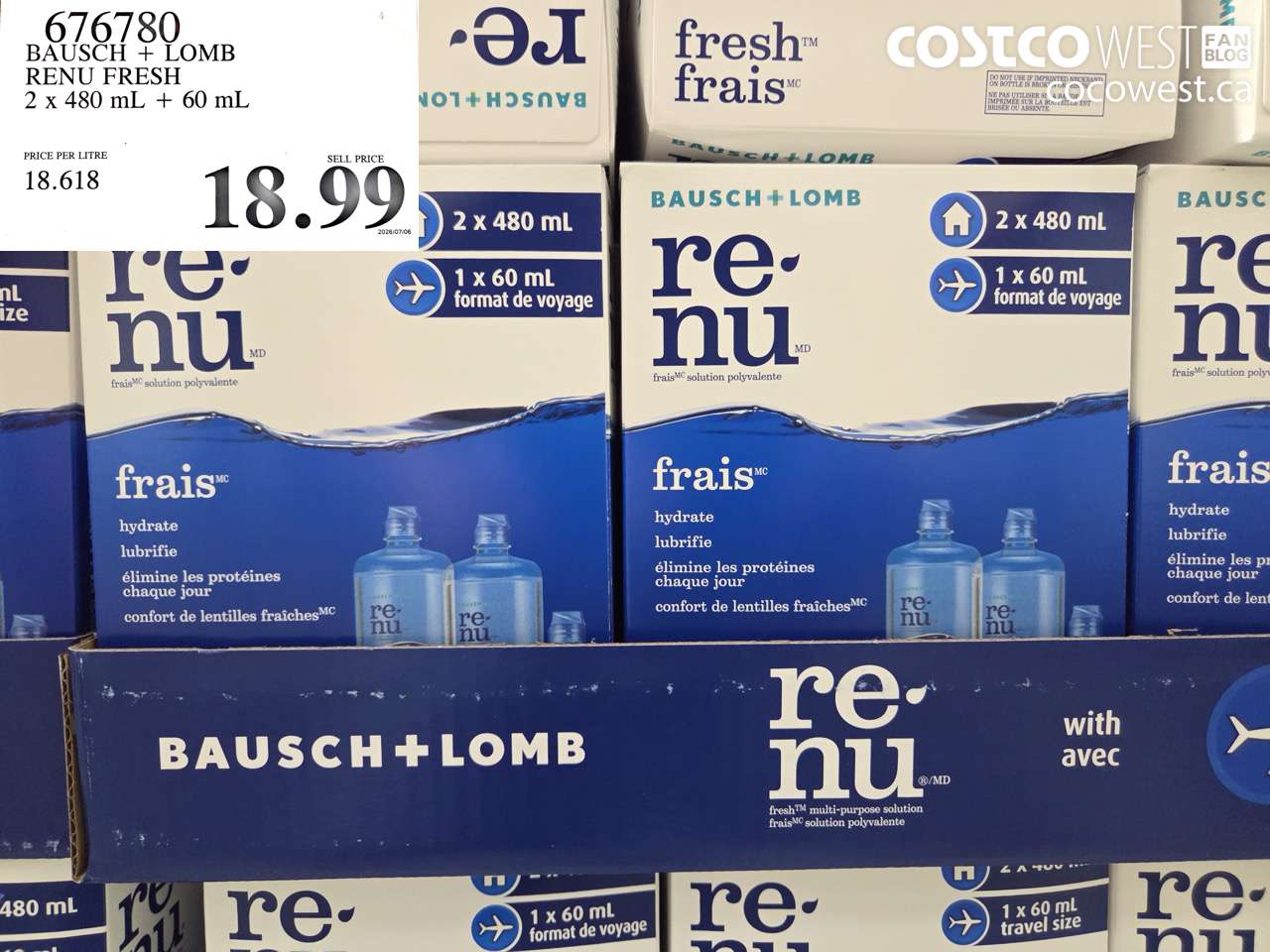 676780 BAUSCH + LOMB RENU FRESH 2 X 480 ML + 60 ML $18.99