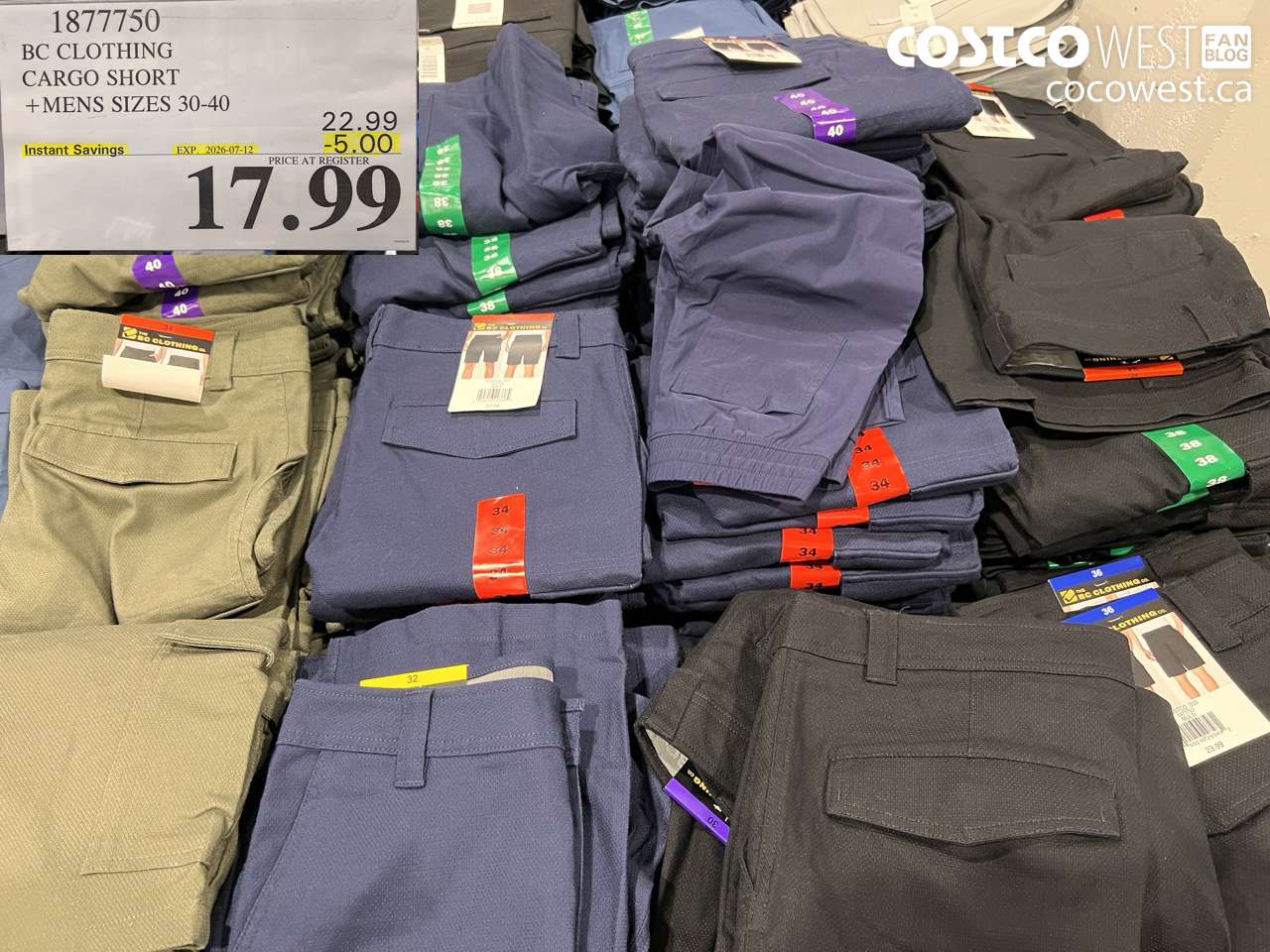 1877750 BC CLOTHING CARGO SHORT MENS SIZES 30-40 ($5.00 INSTANT SAVINGS EXPIRES ON 2026-07-12) $17.99