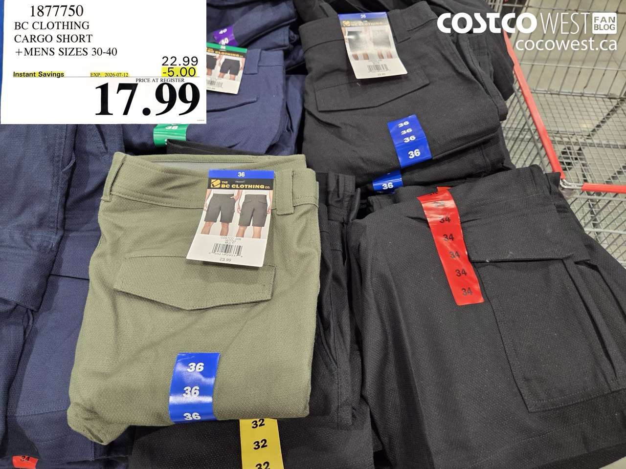 1877750 BC CLOTHING CARGO SHORT +MENS SIZES 30-40 ($5.00 INSTANT SAVINGS EXPIRES ON 2026-07-12) $17.99