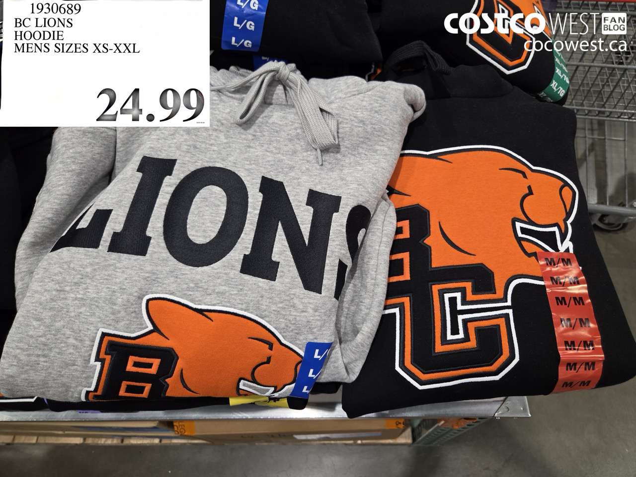 1930689 BC LIONS HOODIE MENS SIZES XS-XXL $24.99