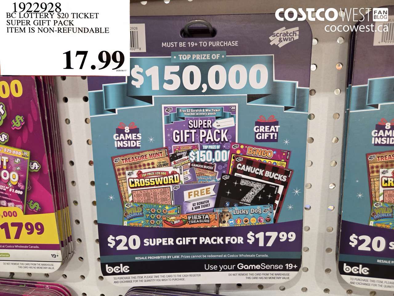 1922928 BC LOTTERY $20 TICKET SUPER GIFT PACK ITEM IS NON-REFUNDABLE $17.99