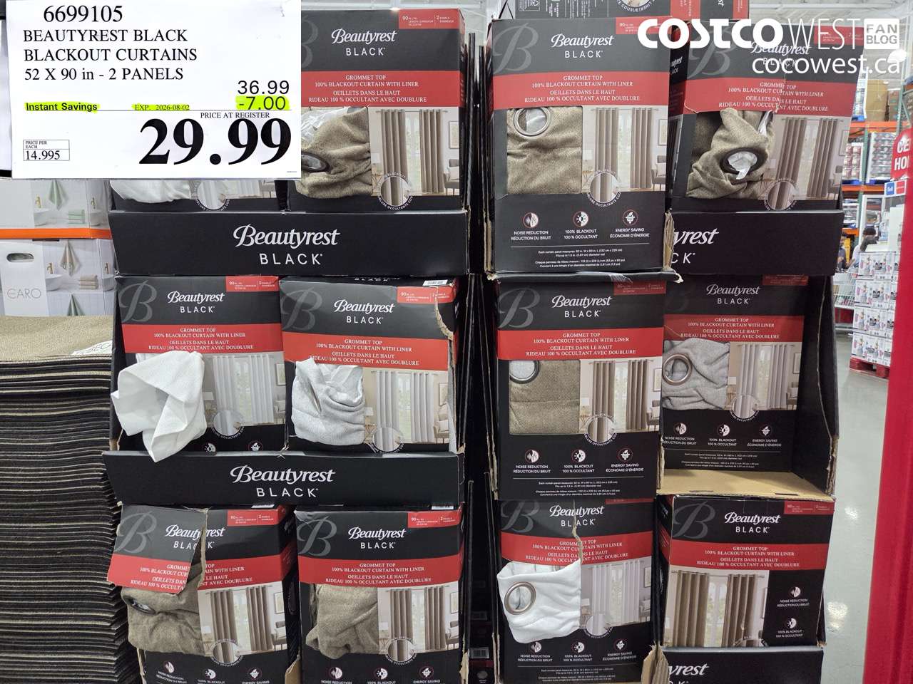 6699105 BEAUTYREST BLACK BLACKOUT CURTAINS 52 X 90 IN - 2 PANELS ($7.00 INSTANT SAVINGS EXPIRES ON 2026-08-02) $29.99