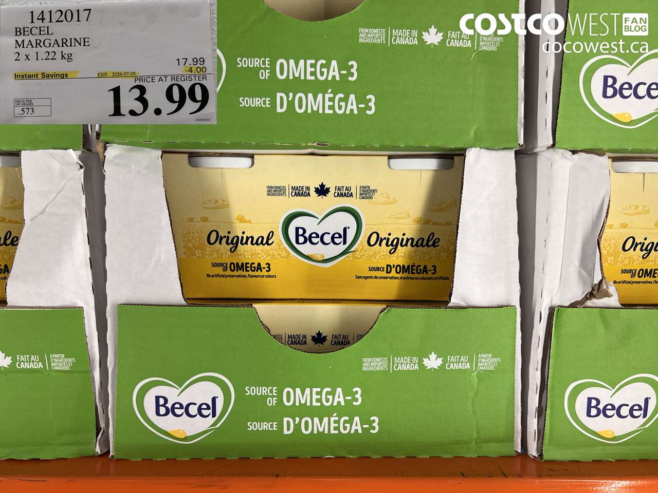 1412017 BECEL MARGARINE 2 X 1.22 KG ($4.00 INSTANT SAVINGS EXPIRES ON 2026-07-05) $13.99
