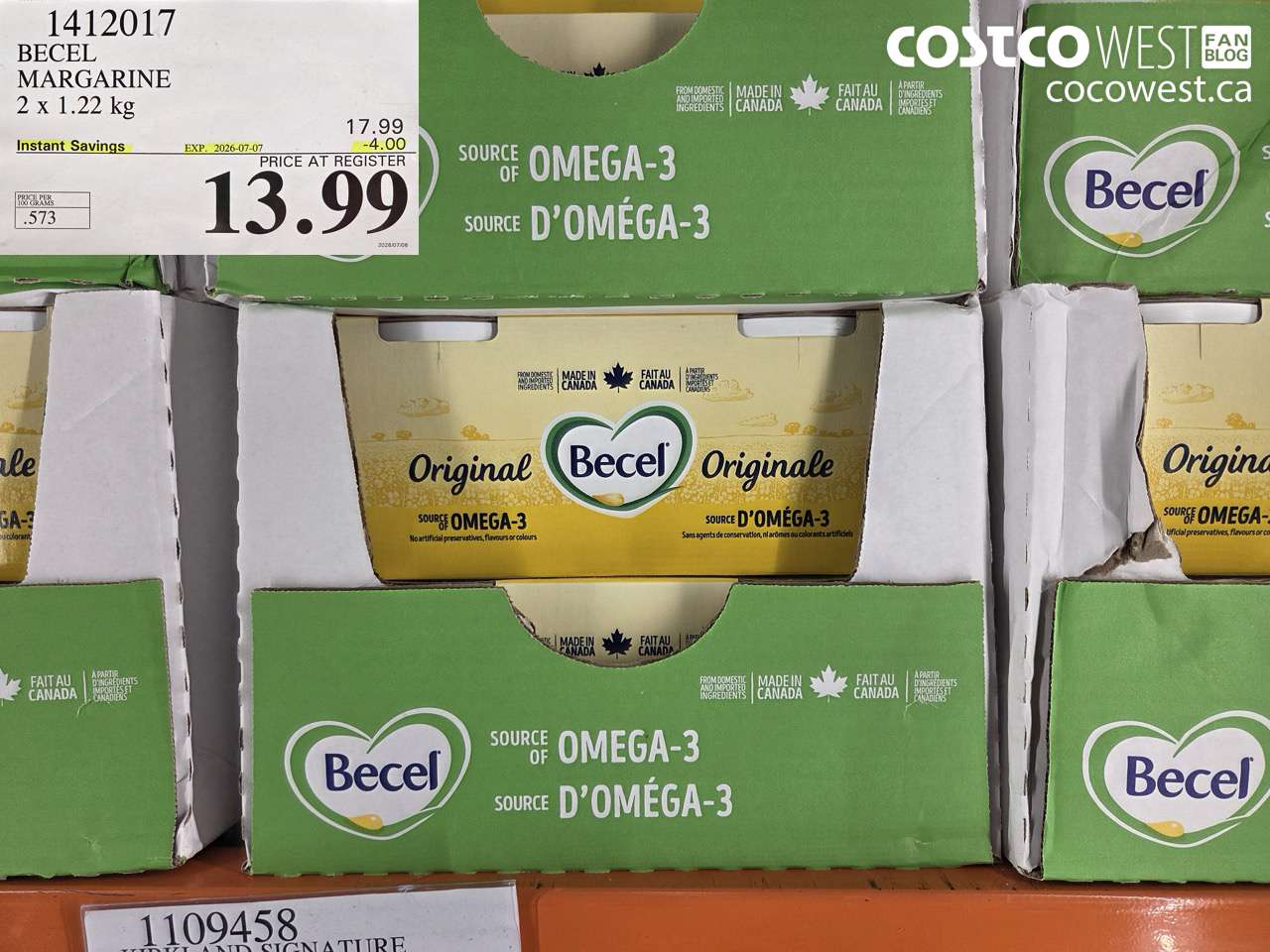 1412017 BECEL MARGARINE 2 X 1.22 KG ($4.00 INSTANT SAVINGS EXPIRES ON 2026-07-07) $13.99