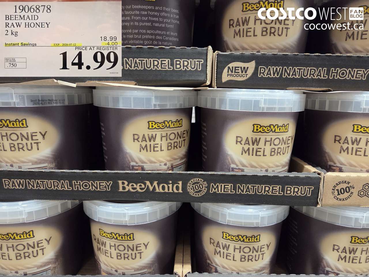 1906878 BEEMAID RAW HONEY 2 KG ($4.00 INSTANT SAVINGS EXPIRES ON 2026-07-12) $14.99