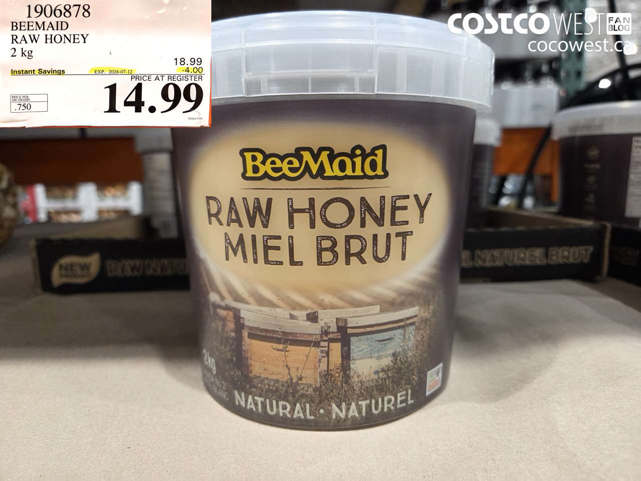 1906878 BEEMAID RAW HONEY 2 KG ($4.00 INSTANT SAVINGS EXPIRES ON 2026-07-12) $14.99