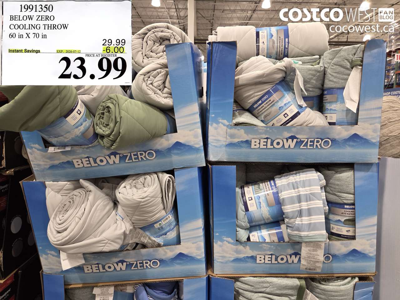 1991350 BELOW ZERO COOLING THROW 60 IN X 70 IN ($6.00 INSTANT SAVINGS EXPIRES ON 2026-07-12) $23.99