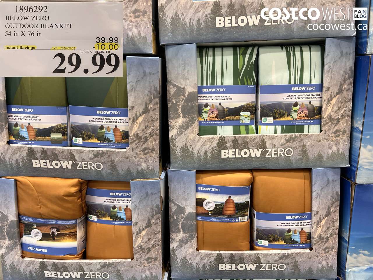 1896292 BELOW ZERO OUTDOOR BLANKET 54 IN X 76 IN ($10.00 INSTANT SAVINGS EXPIRES ON 2026-08-02) $29.99