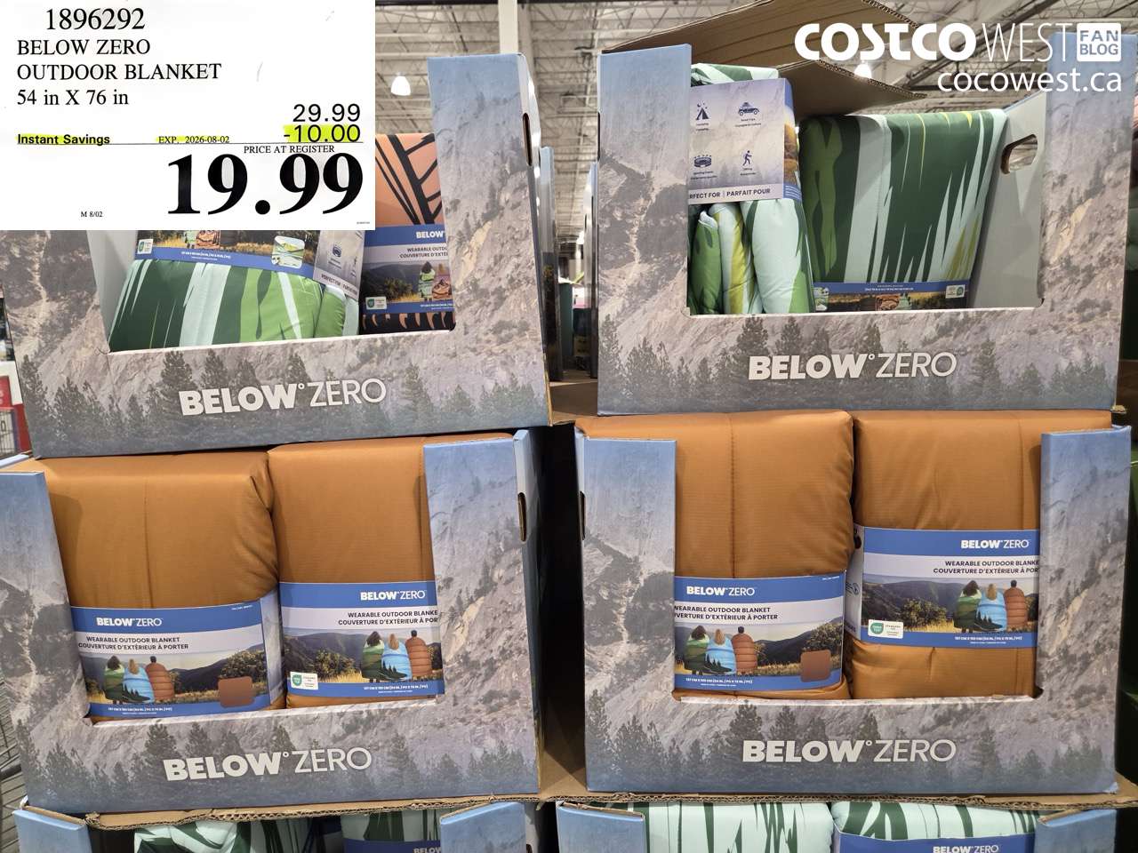 1896292 BELOW ZERO OUTDOOR BLANKET 54 IN X 76 IN ($10.00 INSTANT SAVINGS EXPIRES ON 2026-08-02) $19.99
