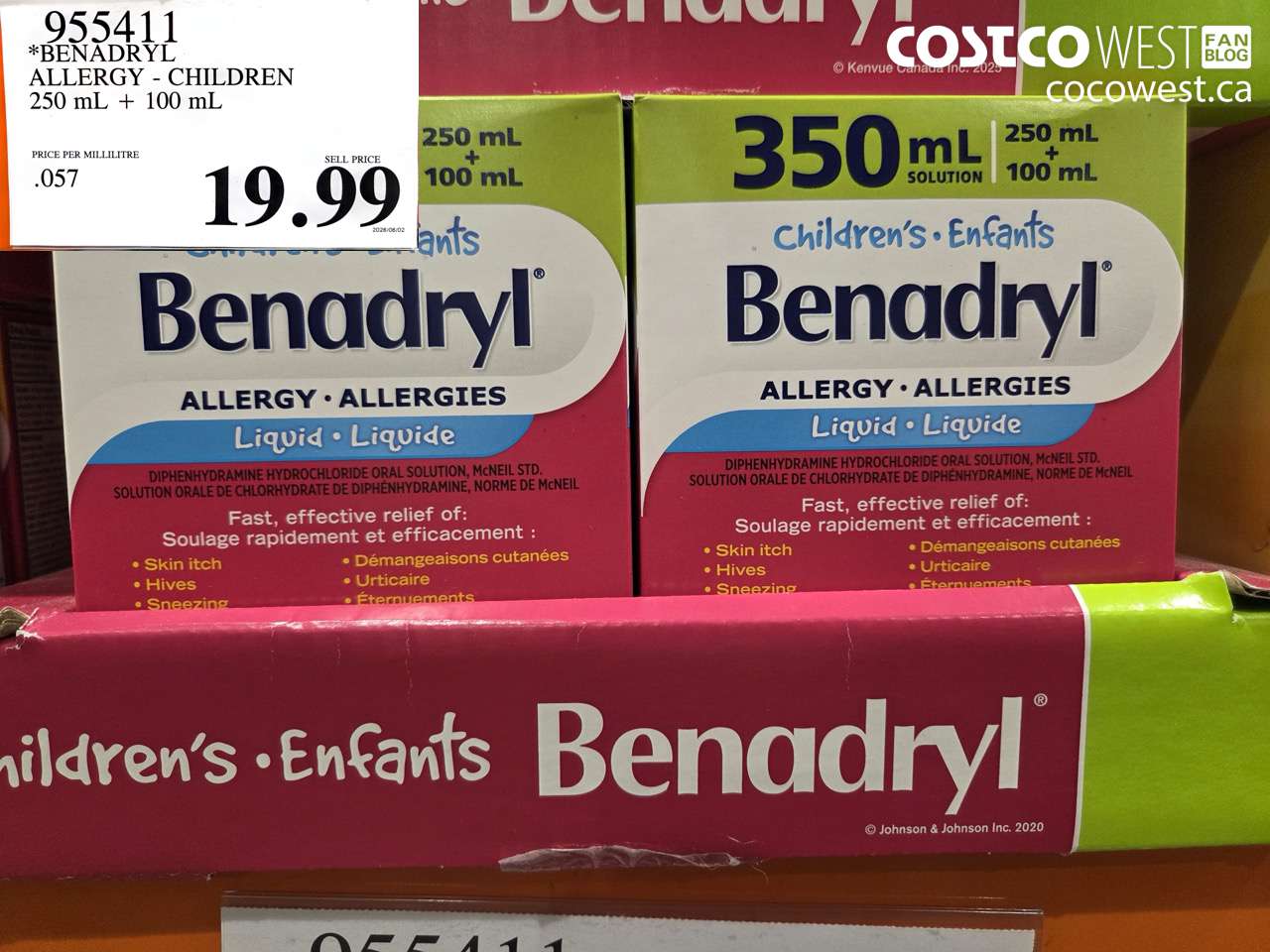 955411 BENADRYL ALLERGY - CHILDREN 250 ML + 100 ML $19.99