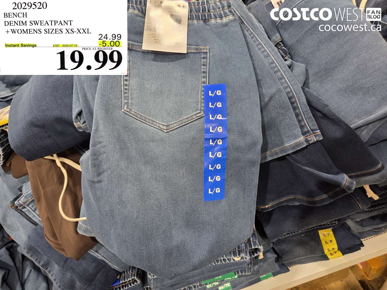 2029520 BENCH DENIM SWEATPANT WOMENS SIZES XS-XXL ($5.00 INSTANT SAVINGS EXPIRES ON 2026-07-19) $19.99