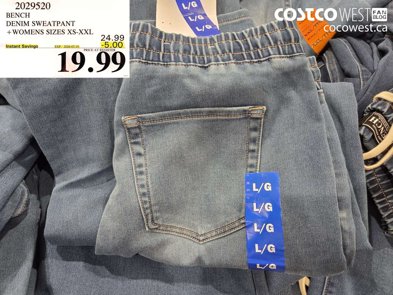 2029520 BENCH DENIM SWEATPANT + WOMENS SIZES XS-XXL ($5.00 INSTANT SAVINGS EXPIRES ON 2026-07-19) $19.99