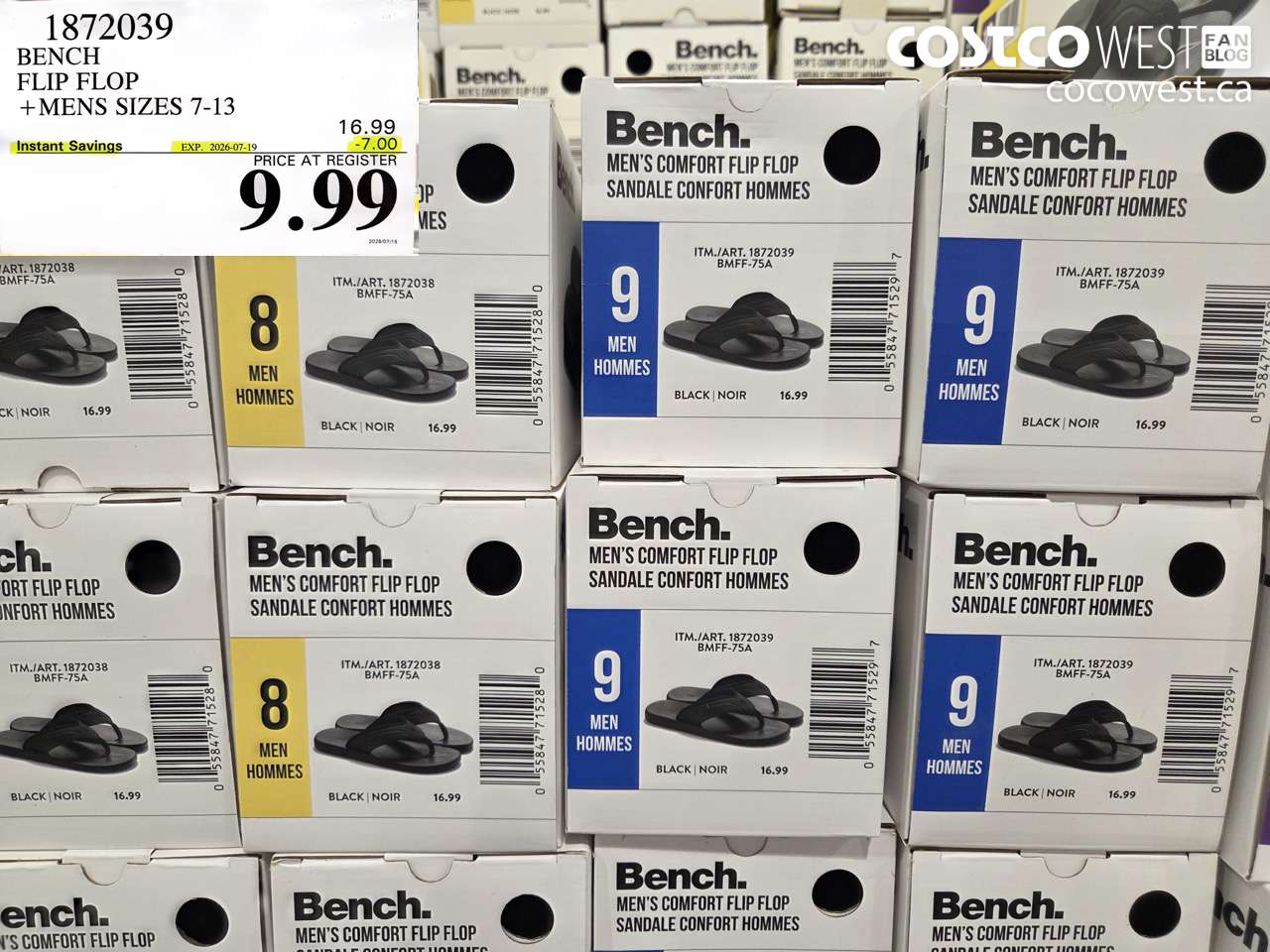 1872039 BENCH FLIP FLOP MENS SIZES 7-13 ($7.00 INSTANT SAVINGS EXPIRES ON 2026-07-19) $9.99