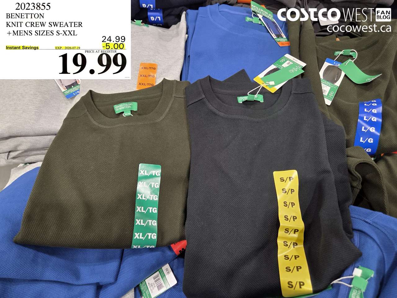 2023855 BENETTON KNIT CREW SWEATER MENS SIZES S-XXL ($5.00 INSTANT SAVINGS EXPIRES ON 2026-07-19) $19.99