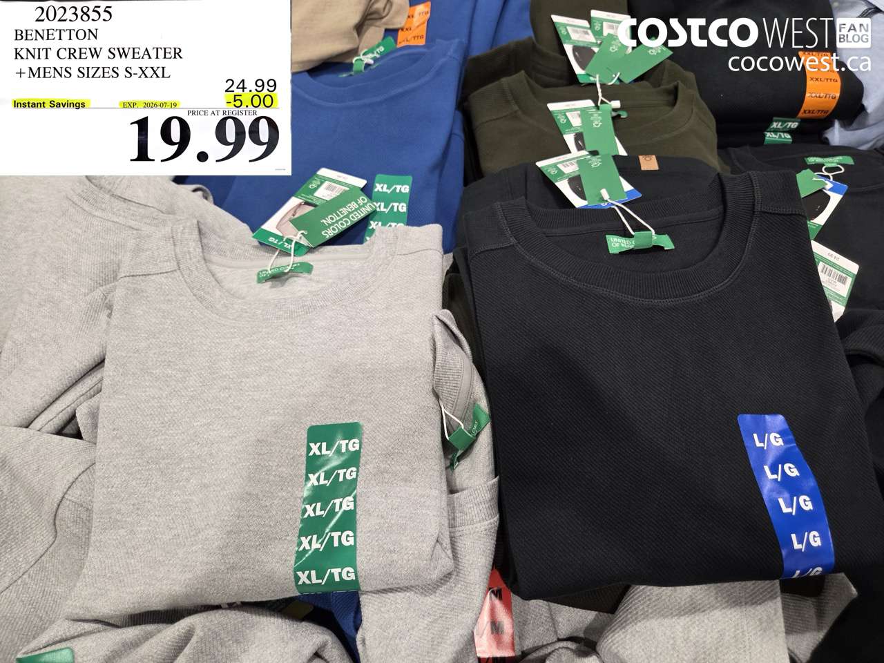 2023855 BENETTON KNIT CREW SWEATER MENS SIZES S-XXL ($5.00 INSTANT SAVINGS EXPIRES ON 2026-07-19) $19.99