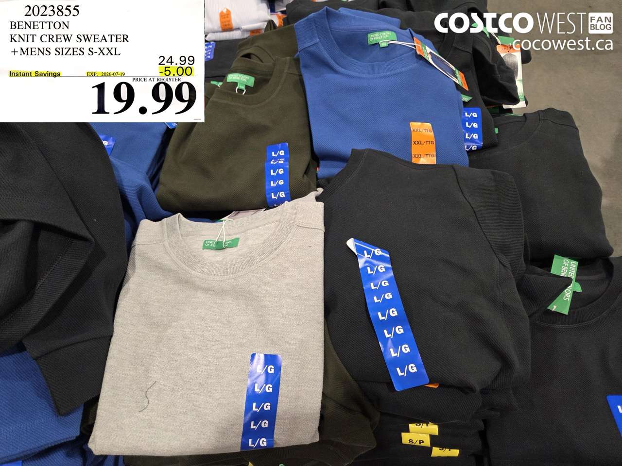 2023855 BENETTON KNIT CREW SWEATER + MENS SIZES S-XXL ($5.00 INSTANT SAVINGS EXPIRES ON 2026-07-19) $19.99