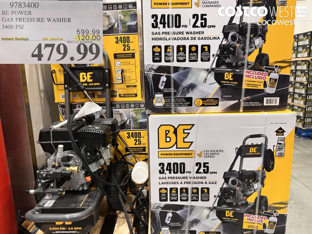 9783400 BE POWER GAS PRESSURE WASHER 3400 PSI ($120.00 INSTANT SAVINGS EXPIRES ON 2026-07-05) $479.99
