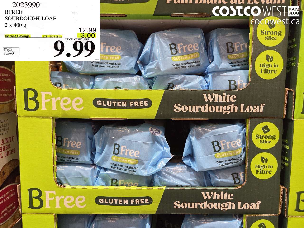2023990 BFREE SOURDOUGH LOAF 2 X 400 G ($3.00 INSTANT SAVINGS EXPIRES ON 2026-08-02) $9.99