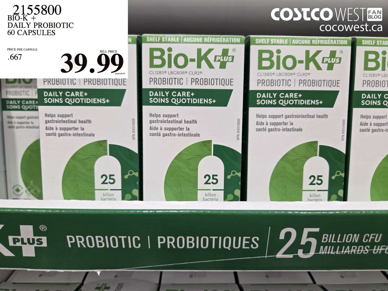 2155800 BIO-K + DAILY PROBIOTIC 60 CAPSULES $39.99
