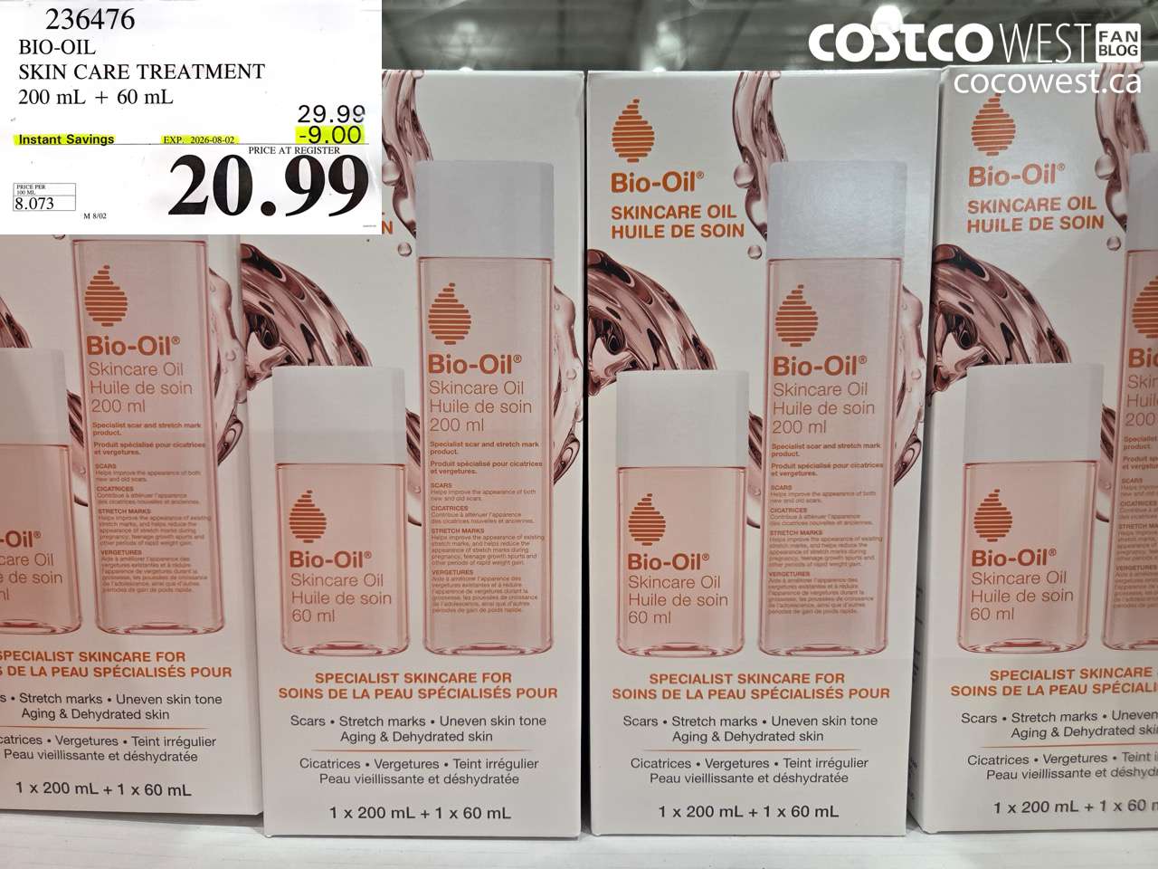 236476 BIO-OIL SKIN CARE TREATMENT 200 ML + 60 ML ($9.00 INSTANT SAVINGS EXPIRES ON 2026-08-02) $20.99