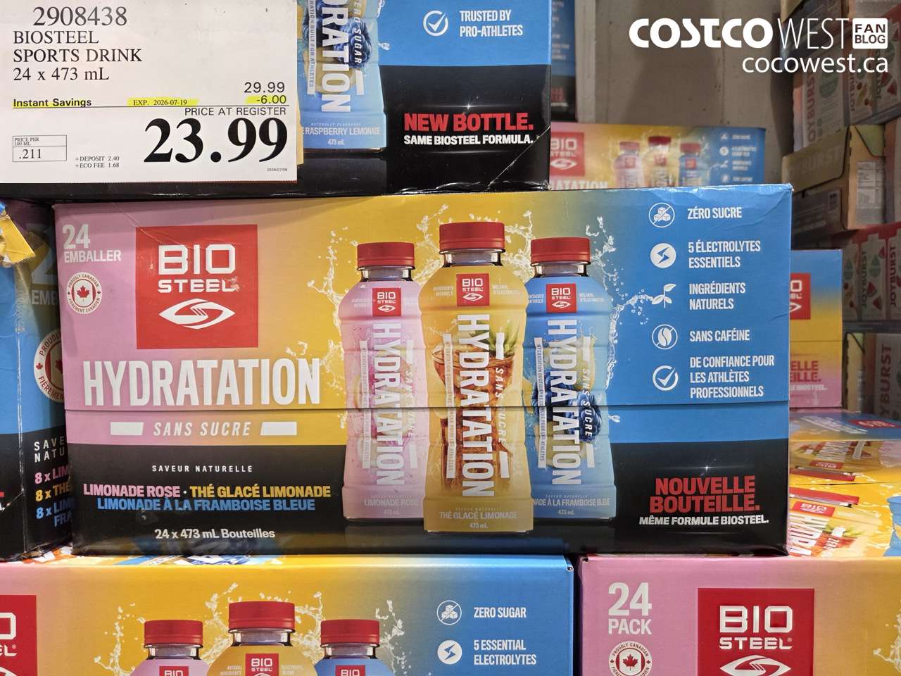 2908438 BIOSTEEL SPORTS DRINK 24 X 473 ML ($6.00 INSTANT SAVINGS EXPIRES ON 2026-07-19) $23.99