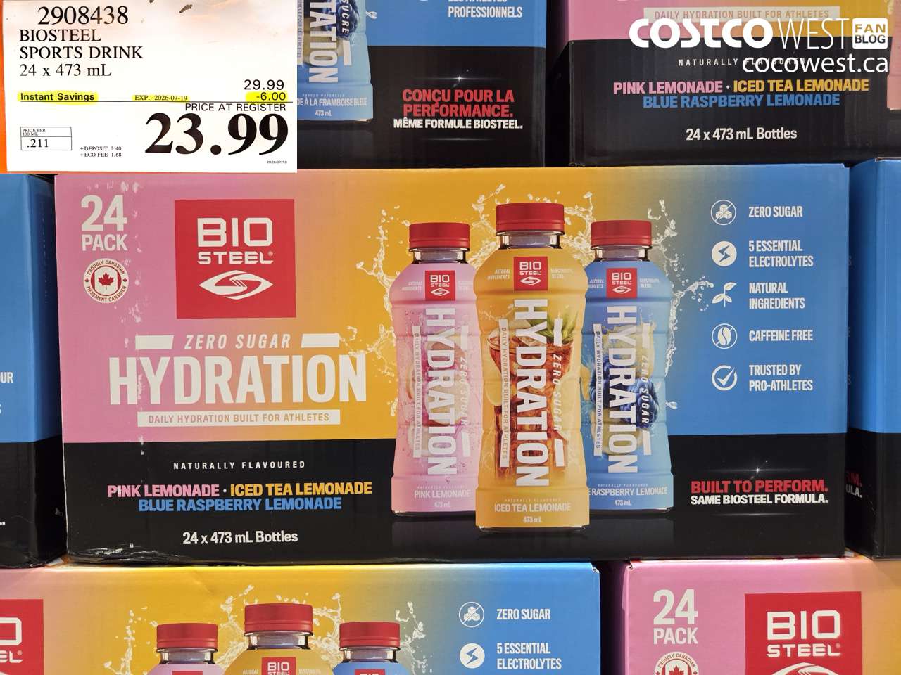 2908438 BIOSTEEL SPORTS DRINK 24 X 473 ML ($6.00 INSTANT SAVINGS EXPIRES ON 2026-07-19) $23.99